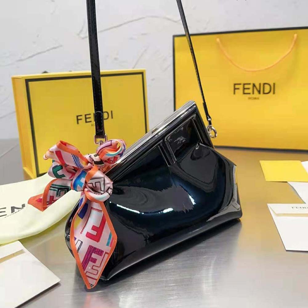 Fendi Women First Midi Black Patent Leather Bag - image 4