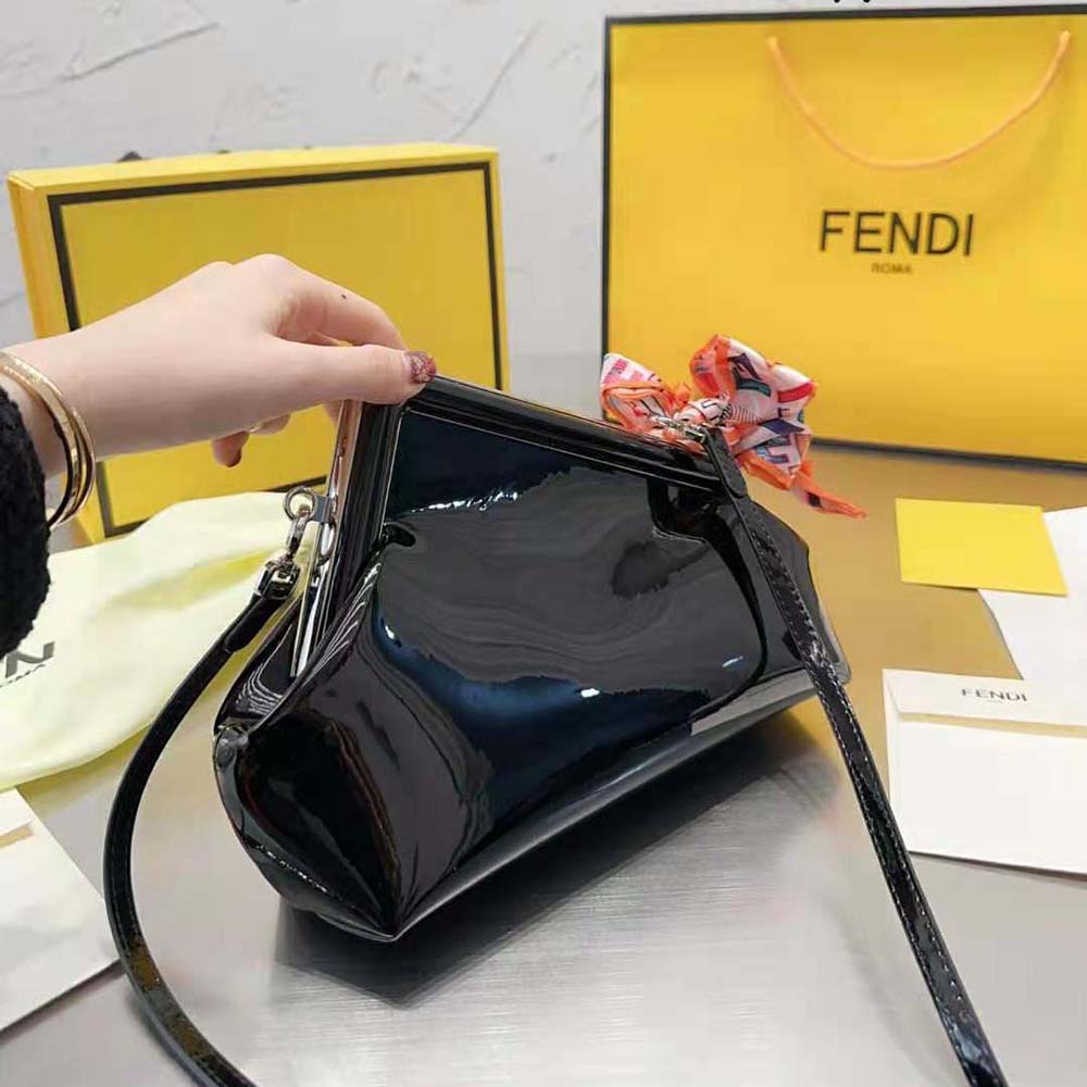 Fendi Women First Midi Black Patent Leather Bag - image 5