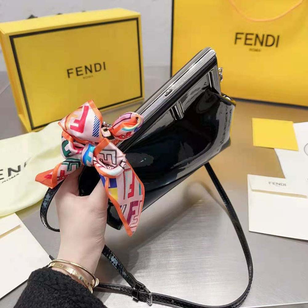 Fendi Women First Midi Black Patent Leather Bag - image 8