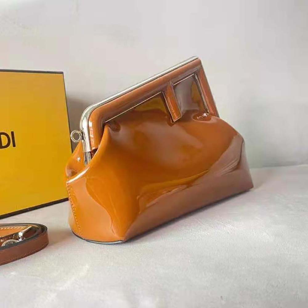 Fendi Women First Midi Brown Patent Leather Bag - image 4