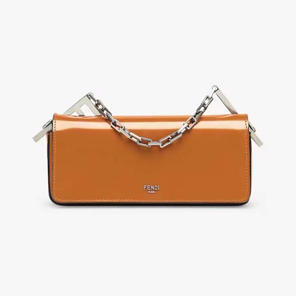 Front view of Fendi Women First Sight Brown Leather Mini Bag with gold hardware