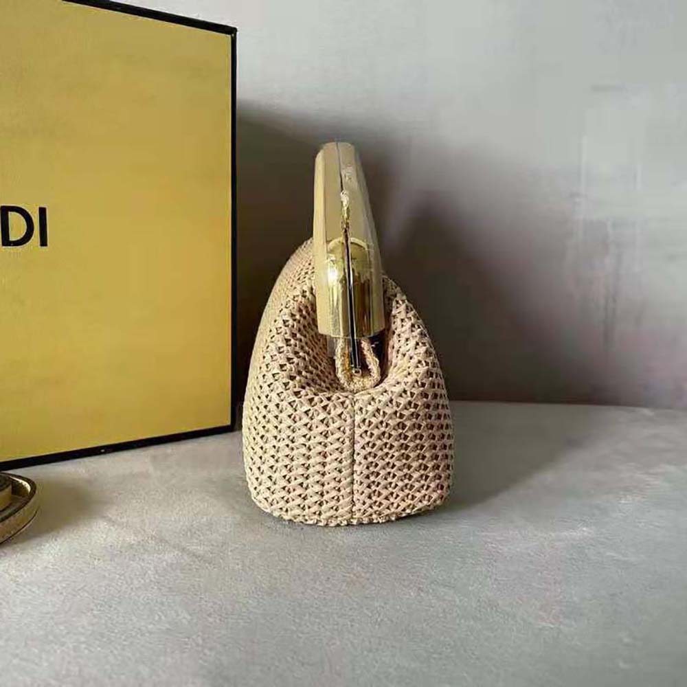 Fendi Women First Small Beige Raffia Macrame Bag - image 7