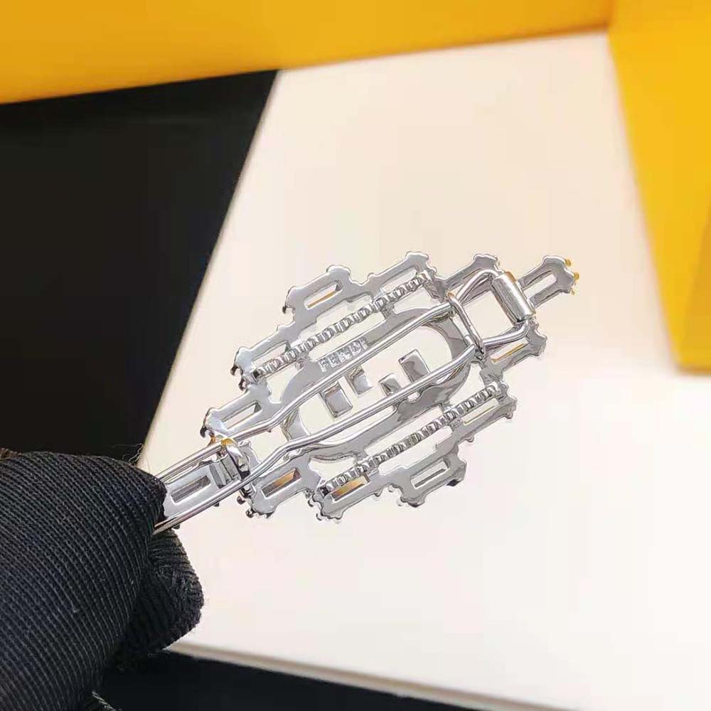 Fendi Women O’Lock Brooch Silver Coloured - image 7