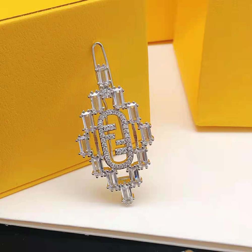 Fendi Women O’Lock Brooch Silver Coloured - image 6