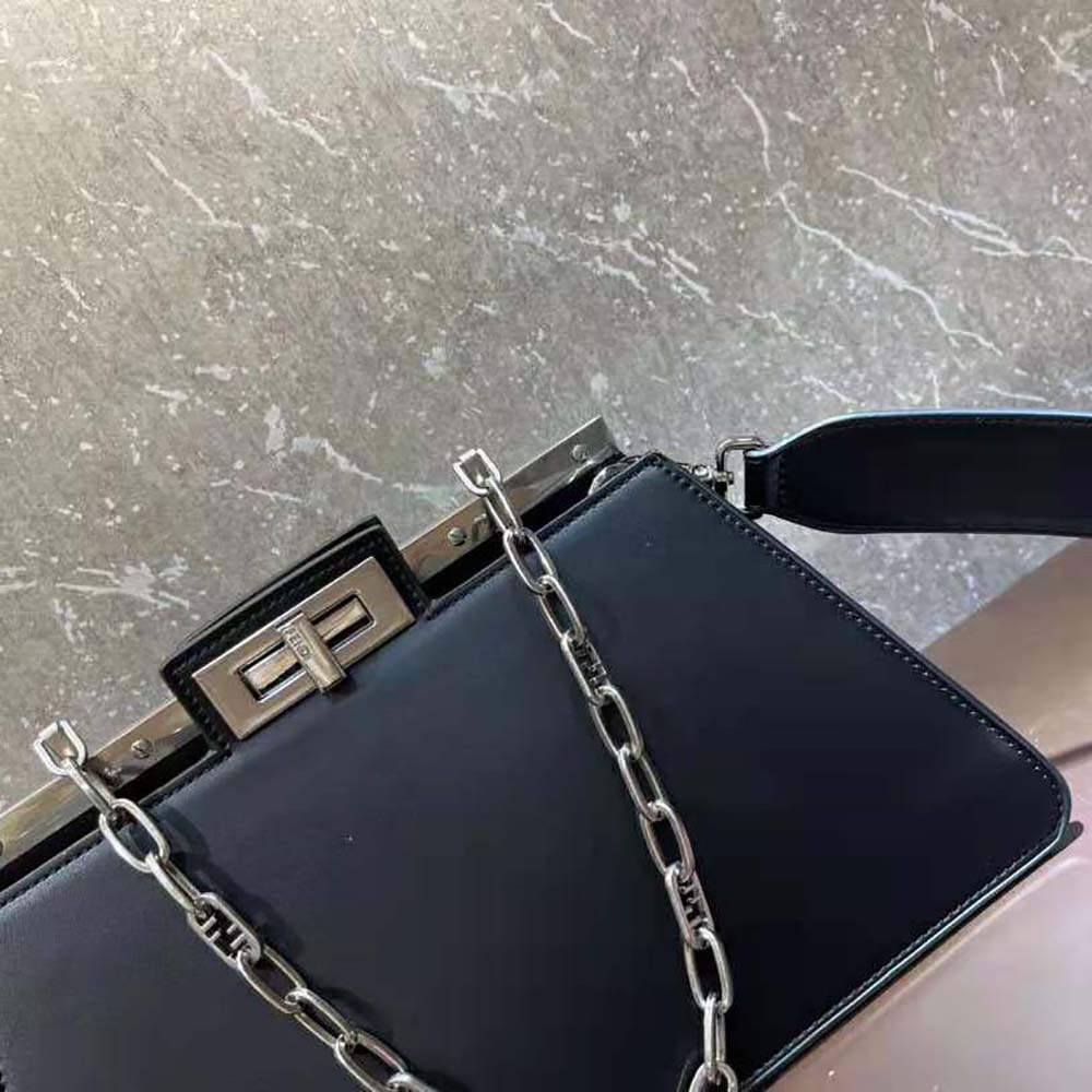 Fendi Women Peekaboo Cut Medium Black Leather Bag - image 6