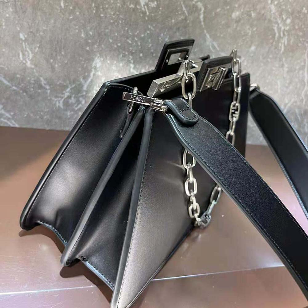 Fendi Women Peekaboo Cut Medium Black Leather Bag - image 7