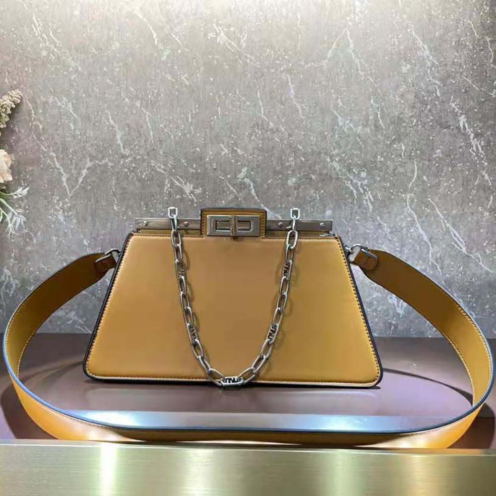 Side profile showcasing structured silhouette of Fendi Peekaboo Cut Bag