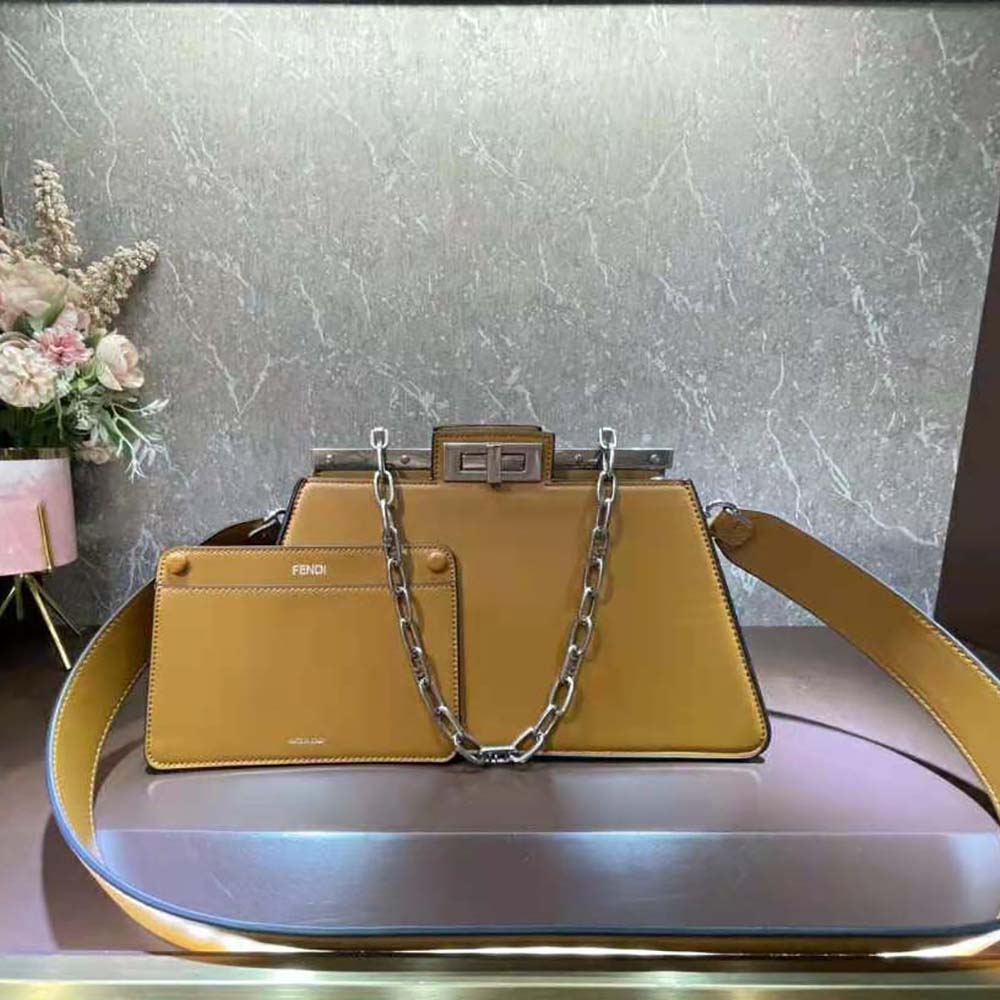 Close-up of gold-tone hardware on Fendi Women Peekaboo Cut Bag