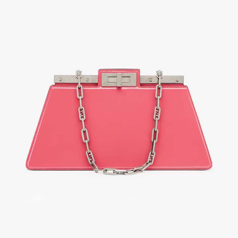 Front view of Fendi Women Peekaboo Cut Medium Pink Leather Bag