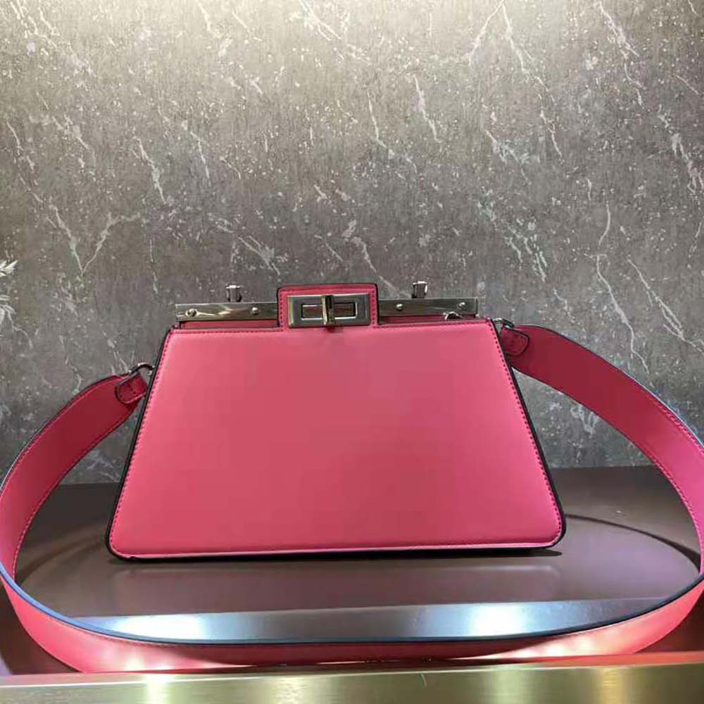 Fendi Women Peekaboo Cut Medium Pink Leather Bag - image 4