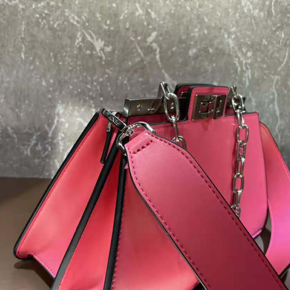 Fendi Women Peekaboo Cut Medium Pink Leather Bag - image 10