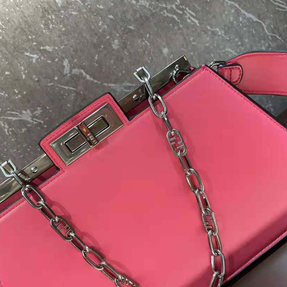 Fendi Women Peekaboo Cut Medium Pink Leather Bag - image 8