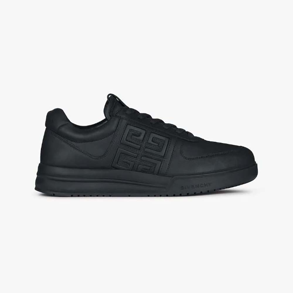Side view of Givenchy Men G4 Sneakers in Leather-Black