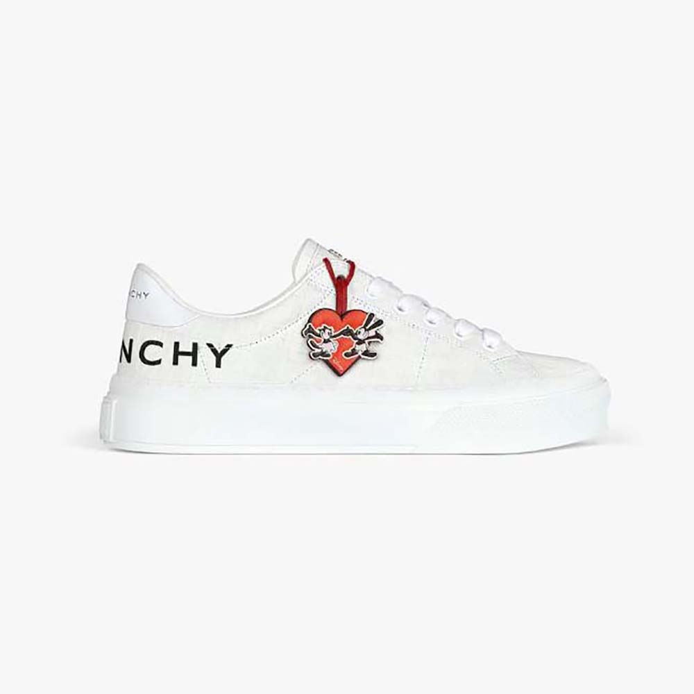 Side profile of Givenchy Unisex City Sport Oswald Sneakers in Leather-White