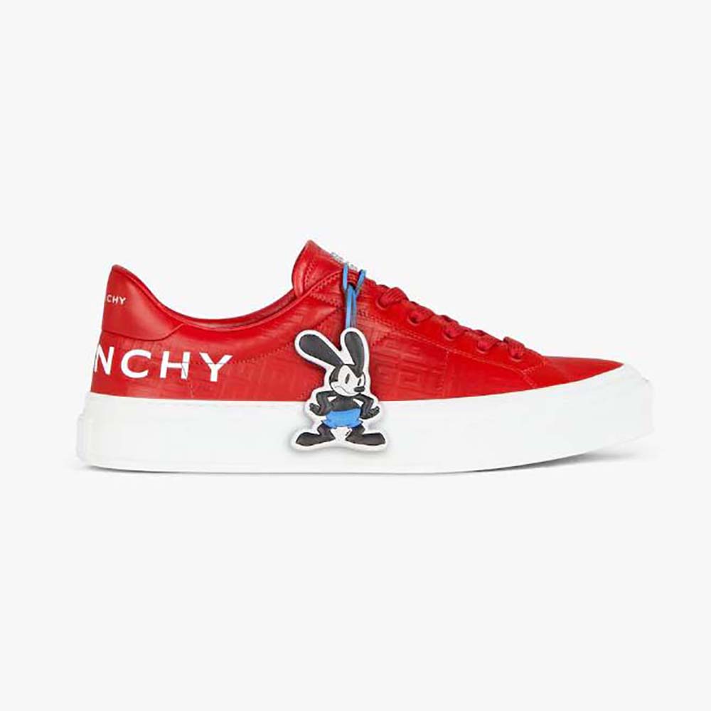 Side view of Givenchy Unisex Oswald City Sport Sneakers in Leather-Red