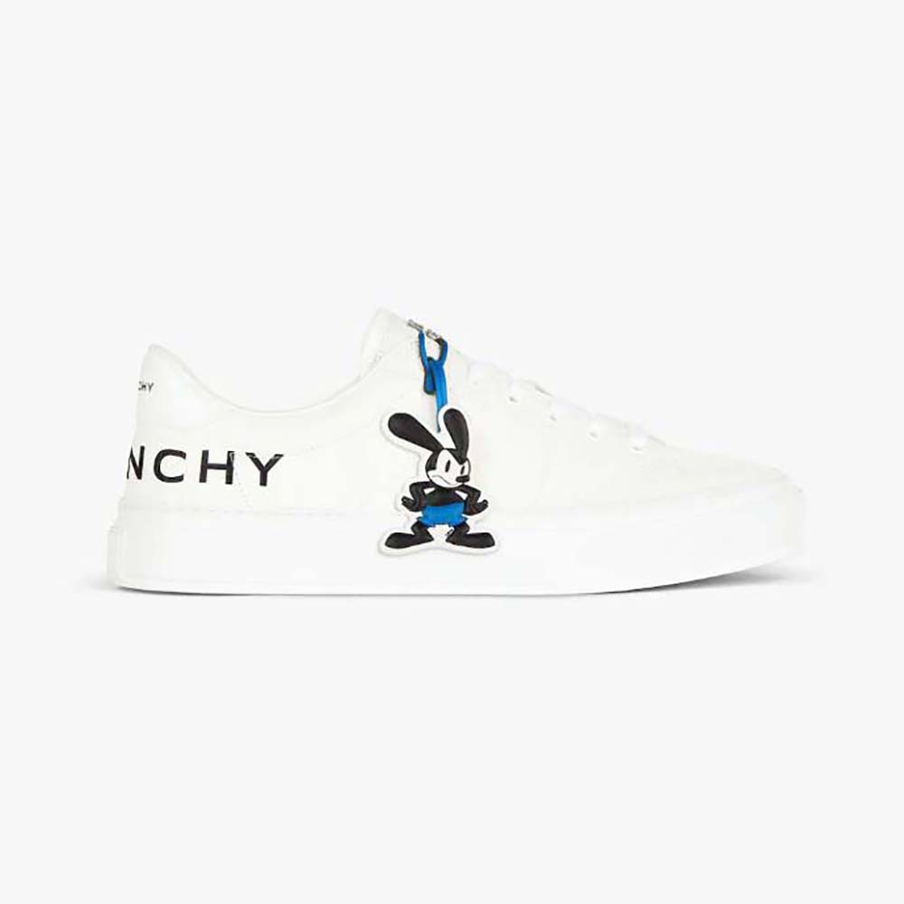 Side view of Givenchy Unisex Oswald City Sport Sneakers in Leather-White