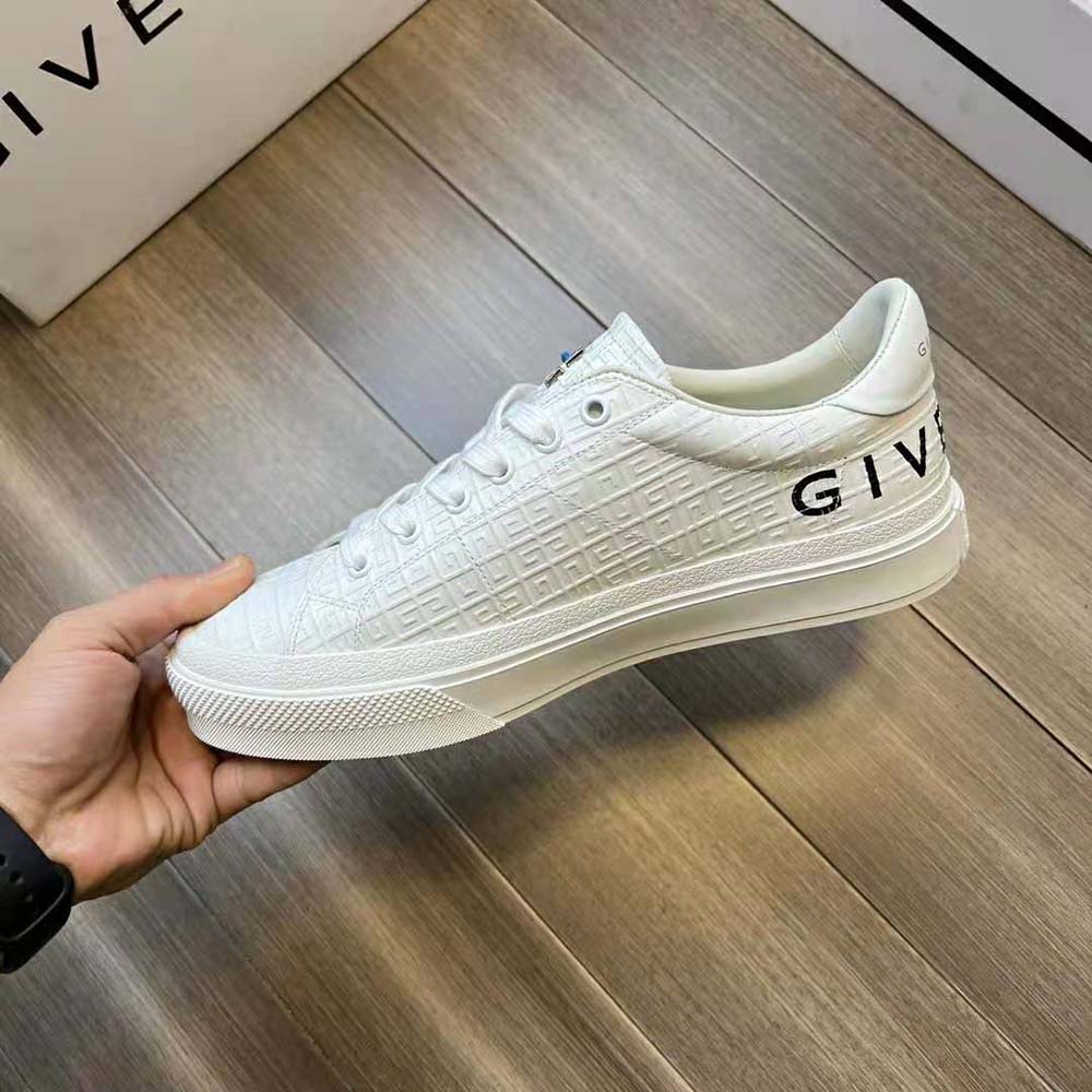 Top-down look at lace-up white Givenchy Unisex Oswald City Sport Sneakers
