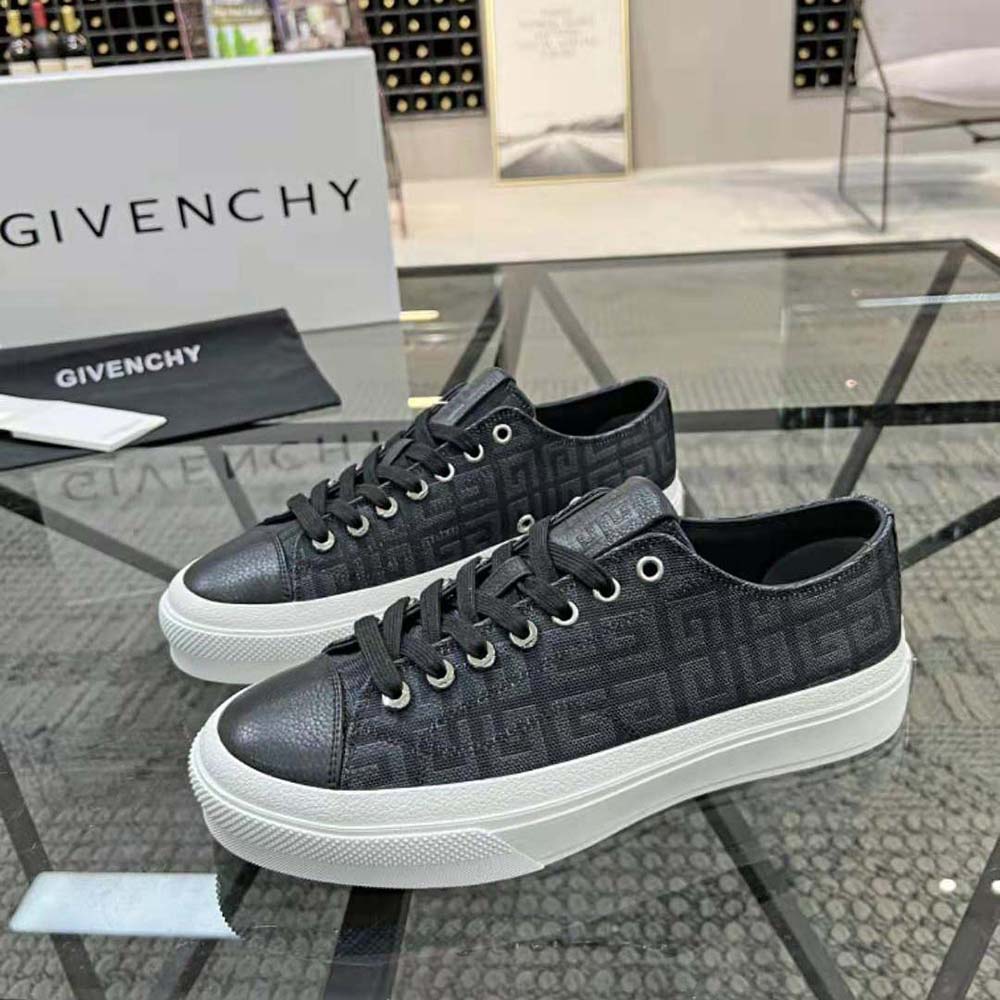 Givenchy Unisex Sneakers City in 4G Embroidered Canvas-Black - image 4