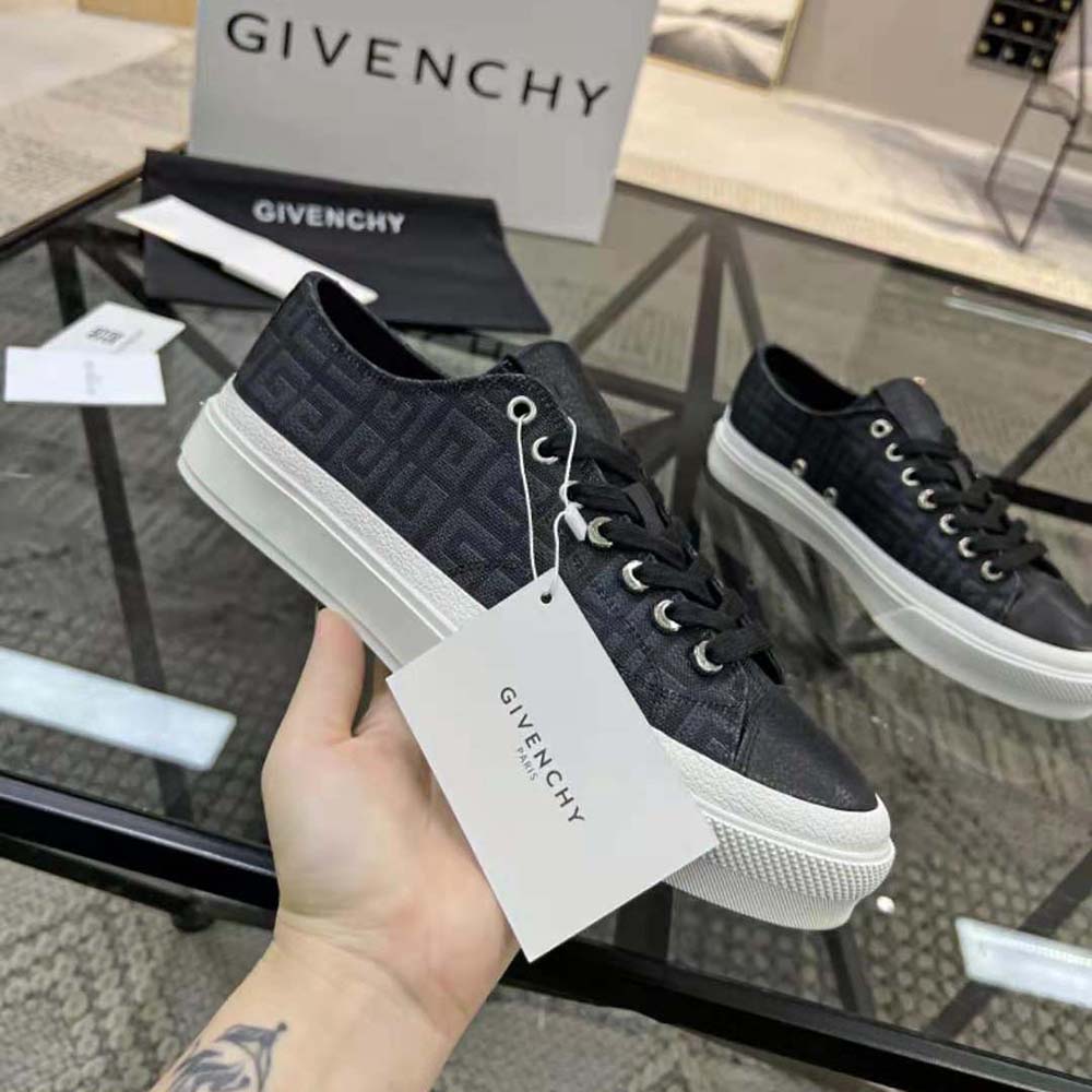 Givenchy Unisex Sneakers City in 4G Embroidered Canvas-Black - image 6