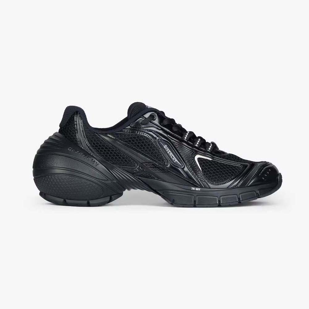 Side profile of Givenchy Unisex TK-MX Runner Sneakers in Mesh-Black