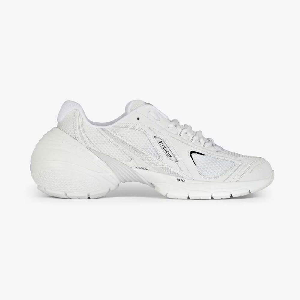 Side view of Givenchy Unisex TK-MX Runner Sneakers in Mesh-White