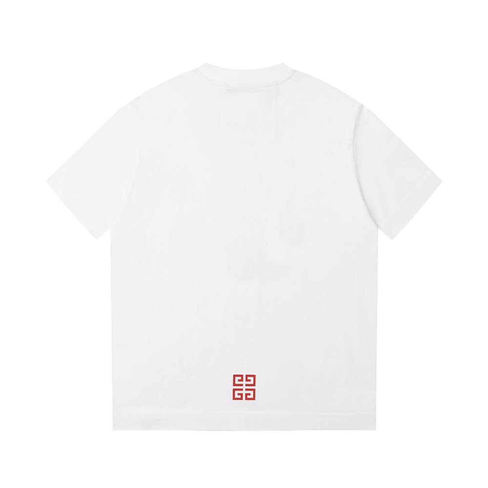 Side angle showing slim fit silhouette of Givenchy Men 4G t-shirt