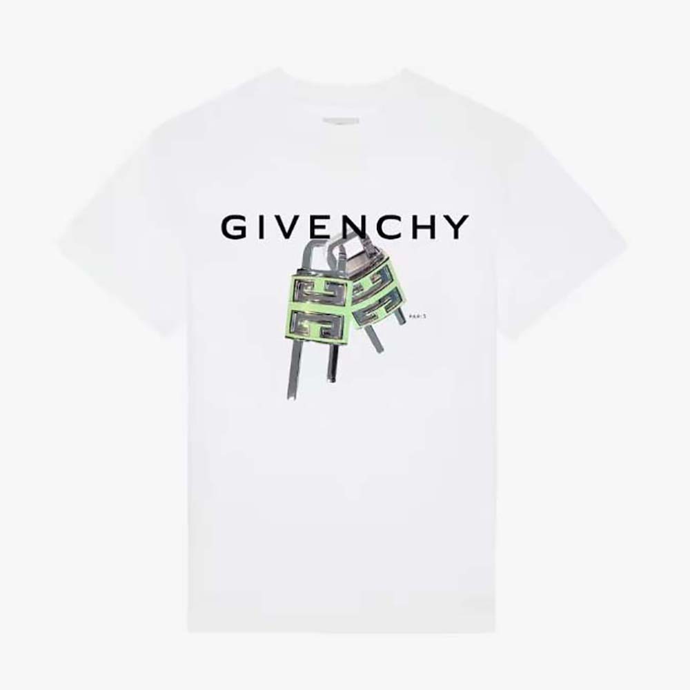 Front view of Givenchy Women Givenchy 4g Lock Slim Fit T-shirt-White