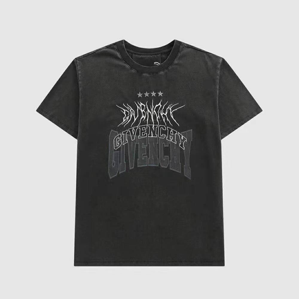 Close-up of embroidered signature detail on Givenchy Men Oversized T-shirt