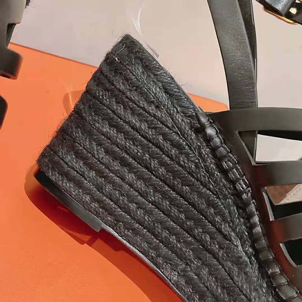 Hermes Women Catalya Espadrille in Calfskin with “Chaine D’Ancre” Motif-Black - image 10