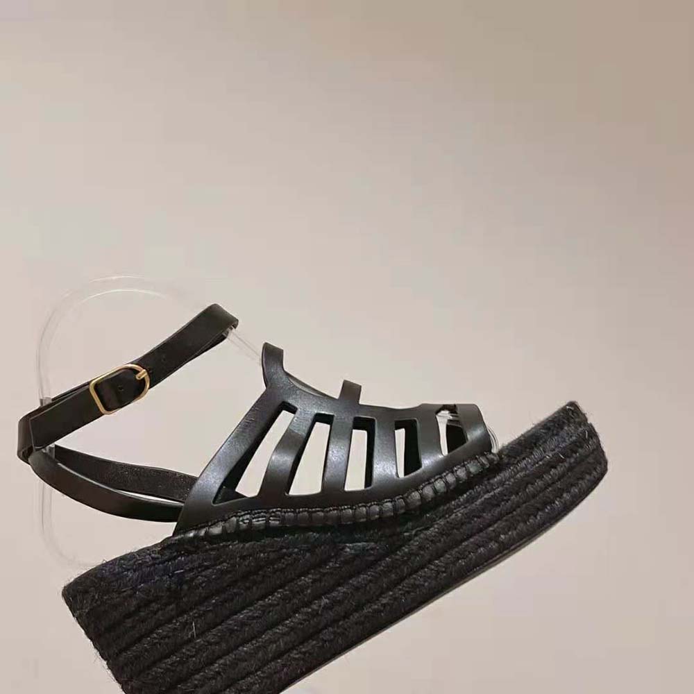 Hermes Women Catalya Espadrille in Calfskin with “Chaine D’Ancre” Motif-Black - image 6