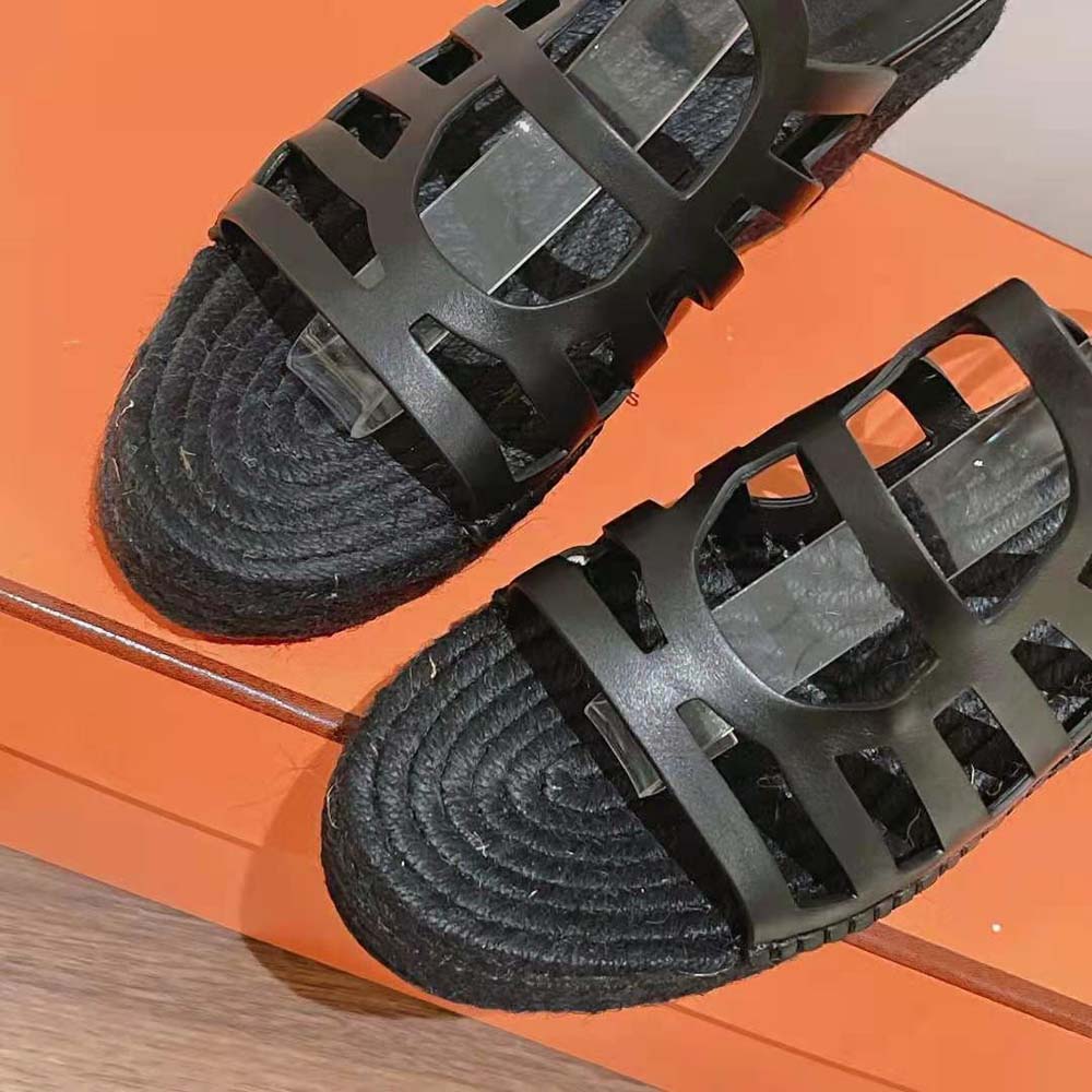 Hermes Women Catalya Espadrille in Calfskin with “Chaine D’Ancre” Motif-Black - image 8