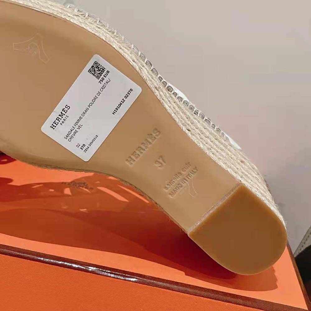 Hermes Women Catalya Espadrille in Calfskin with “Chaine D’Ancre” Motif-White - image 9