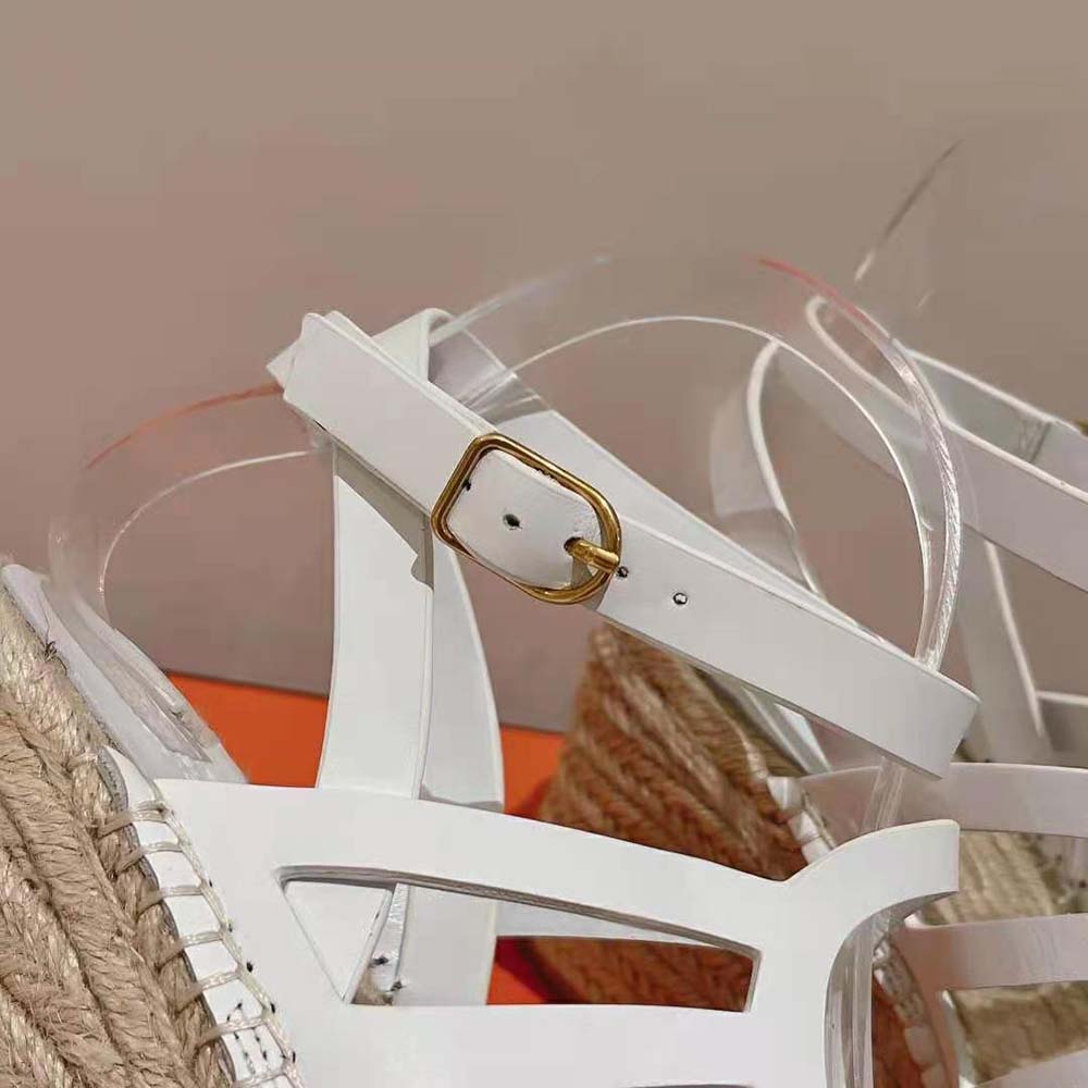 Hermes Women Catalya Espadrille in Calfskin with “Chaine D’Ancre” Motif-White - image 8