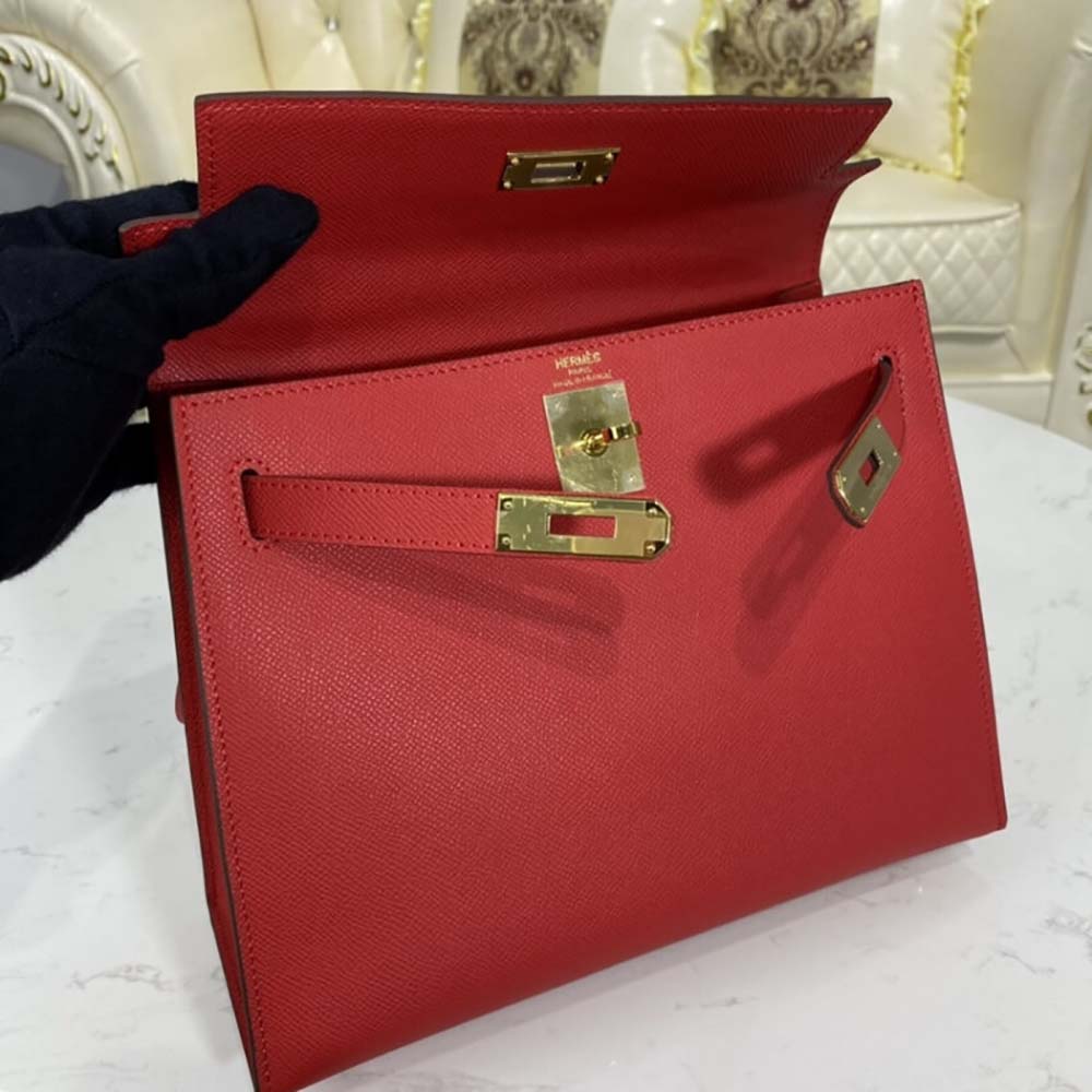 Hermes Women Kelly Bag 28 Epsom Leather-Red - image 5