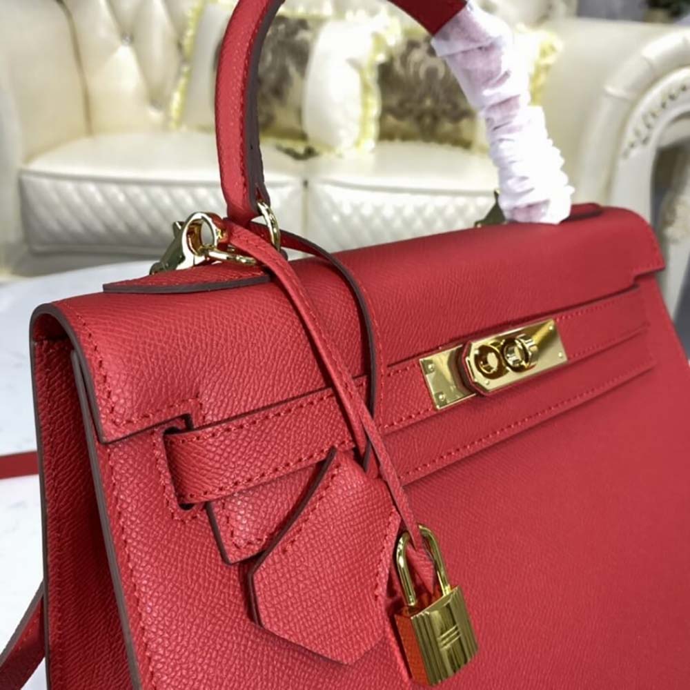 Hermes Women Kelly Bag 28 Epsom Leather-Red - image 8