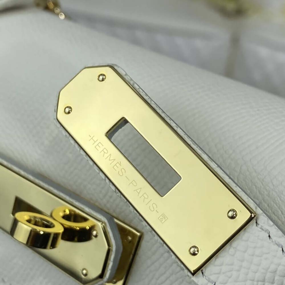 Hermes Women Kelly Bag 28 Epsom Leather-White - image 10