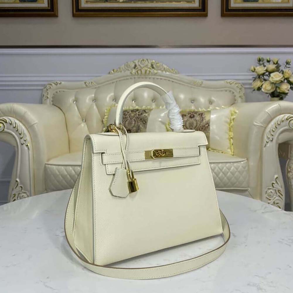 Hermes Women Kelly Bag 28 Epsom Leather-White - image 4
