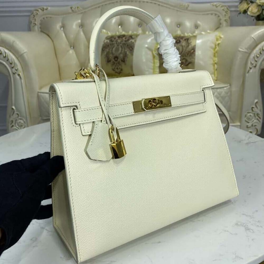 Hermes Women Kelly Bag 28 Epsom Leather-White - image 5