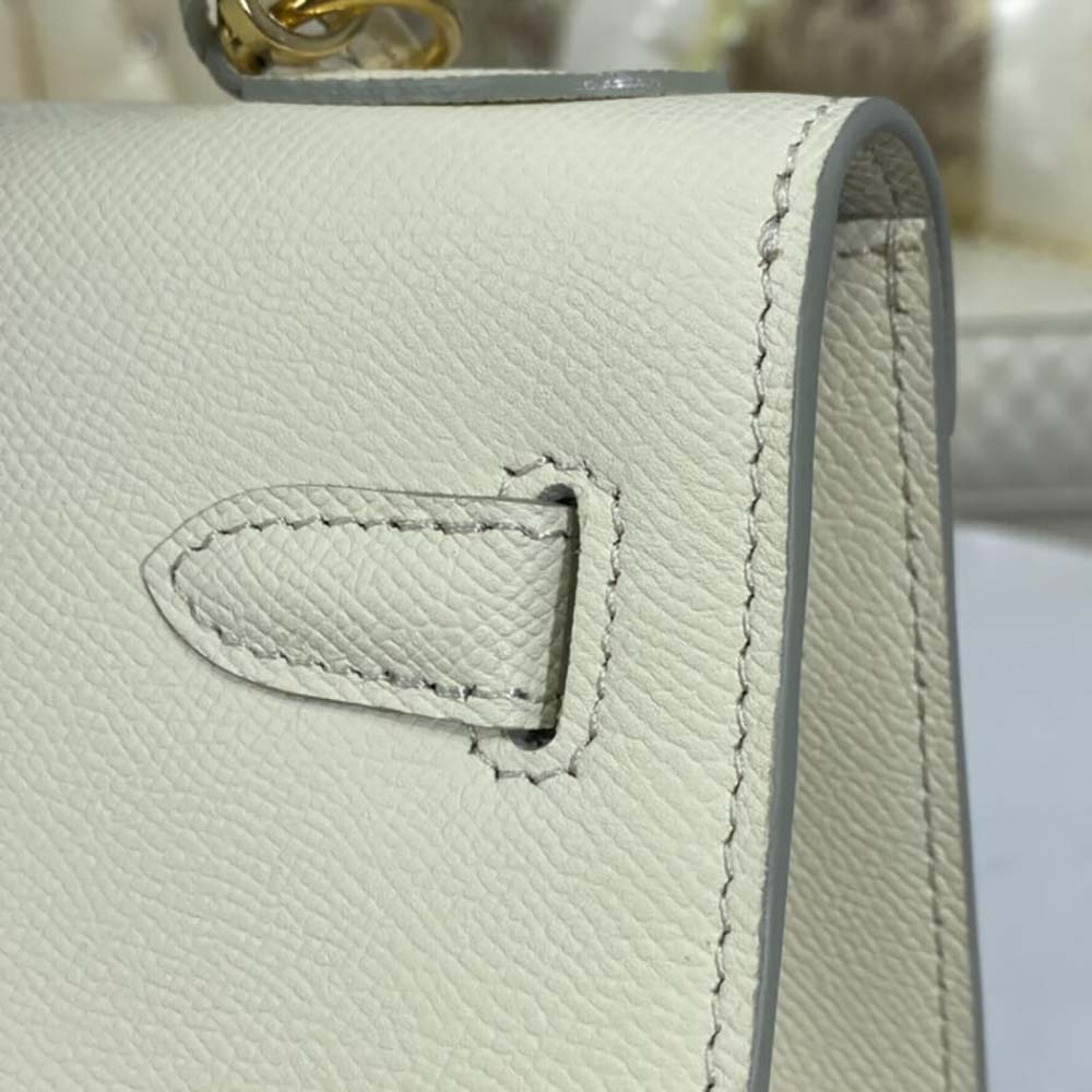 Hermes Women Kelly Bag 28 Epsom Leather-White - image 9