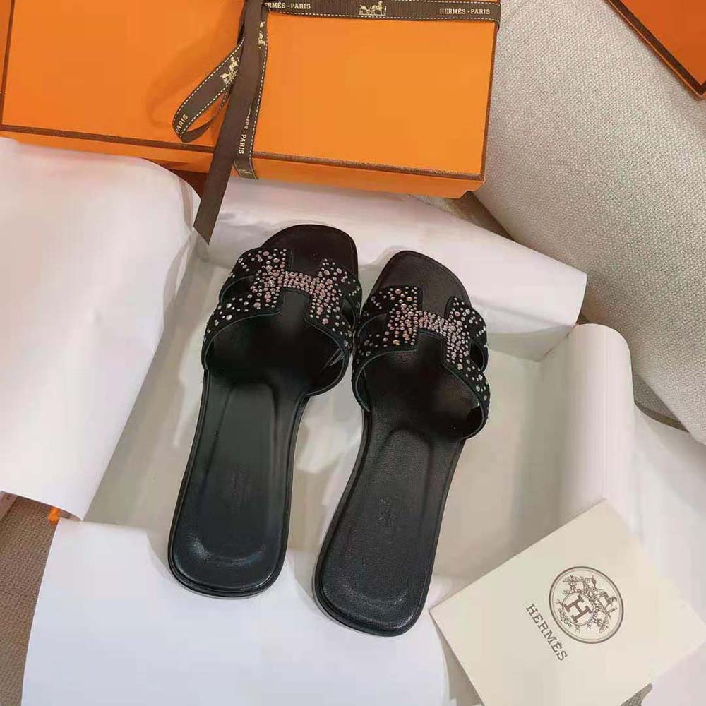 Hermes Women Oasis Sandal in Suede Goatskin-Black - image 7