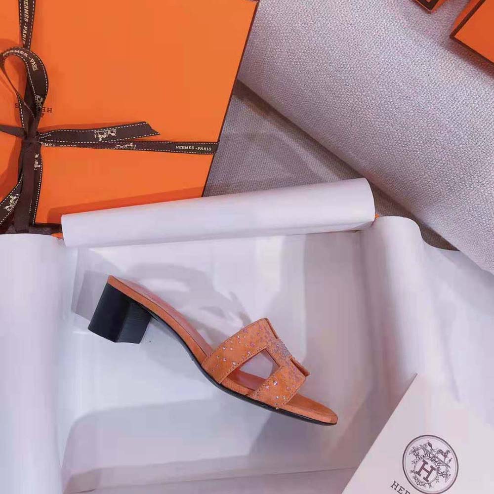 Hermes Women Oasis Sandal in Suede Goatskin-Pink - image 9