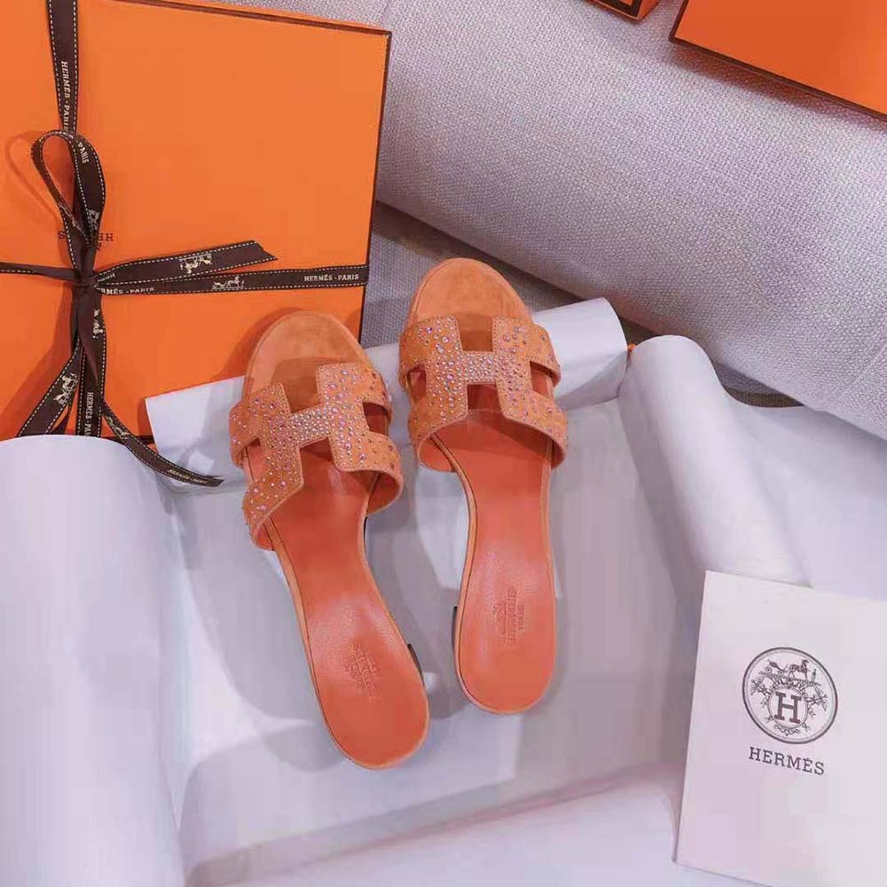 Hermes Women Oasis Sandal in Suede Goatskin-Pink - image 4