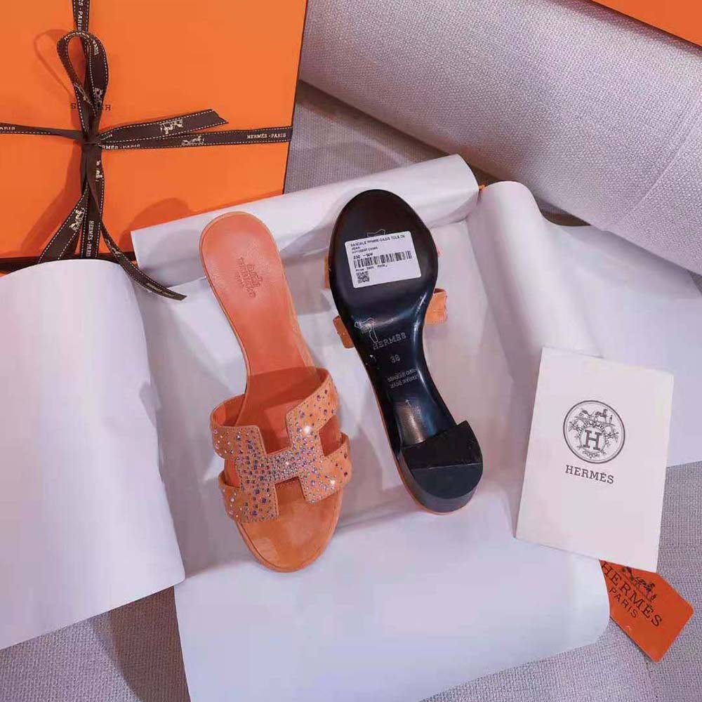Hermes Women Oasis Sandal in Suede Goatskin-Pink - image 10