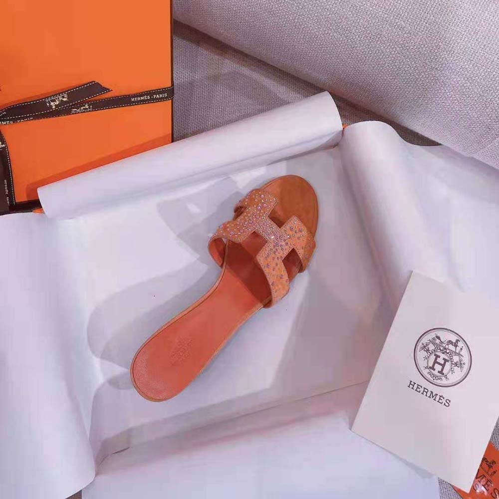 Hermes Women Oasis Sandal in Suede Goatskin-Pink - image 8