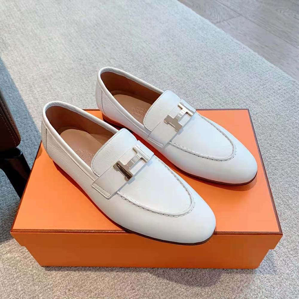 Top view of Hermes Women Paris Loafer showcasing pristine leather and silhouette