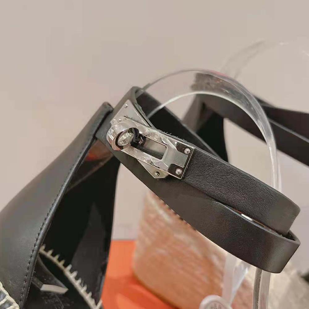 Hermes Women Tipoli Espadrille in Calfskin with Wrap-Around Ankle Strap-Black - image 9