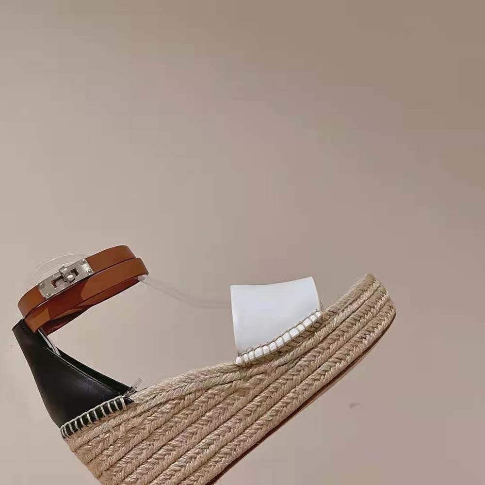 Hermes Women Tipoli Espadrille in Calfskin with Wrap-Around Ankle Strap-Brown - image 7