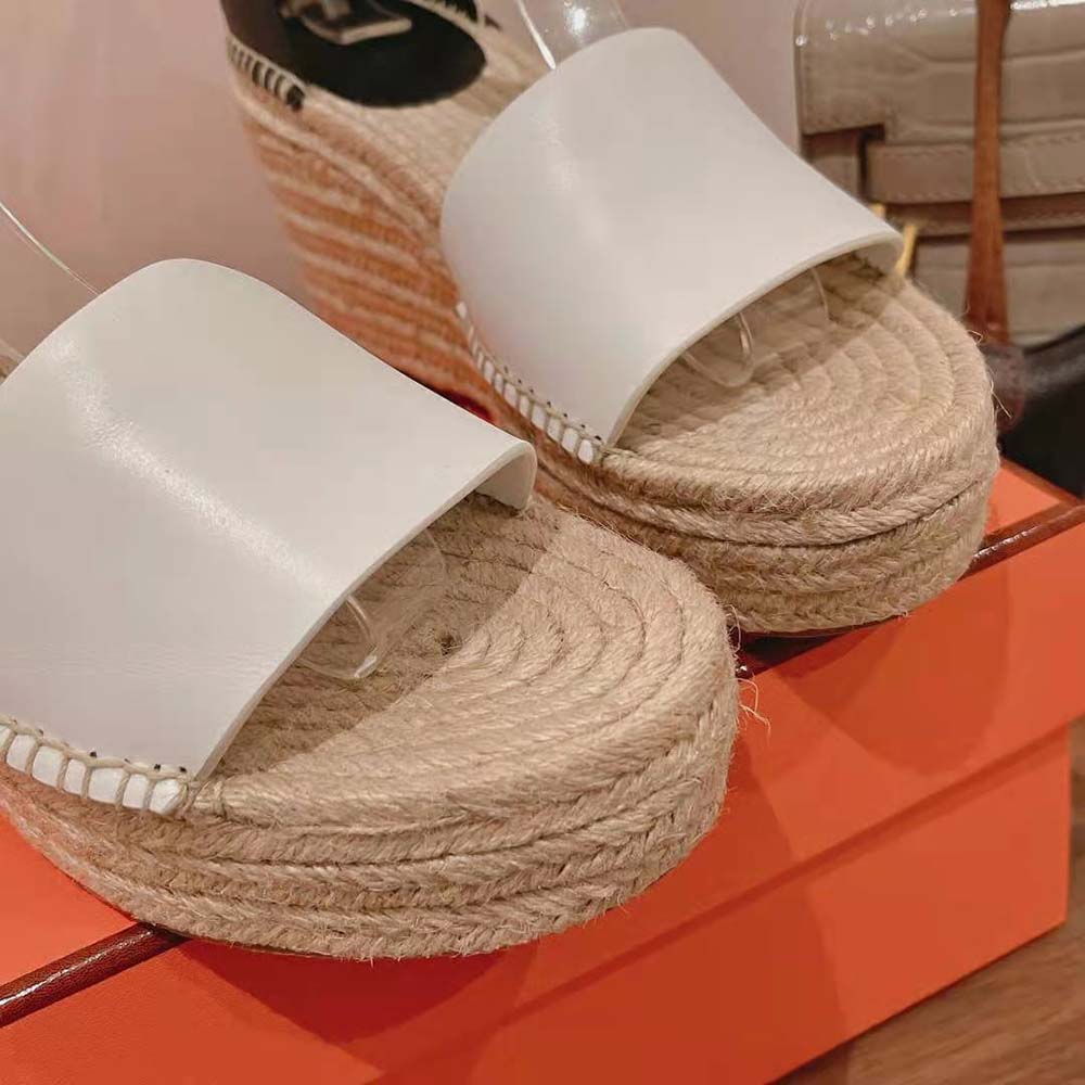 Hermes Women Tipoli Espadrille in Calfskin with Wrap-Around Ankle Strap-Brown - image 9