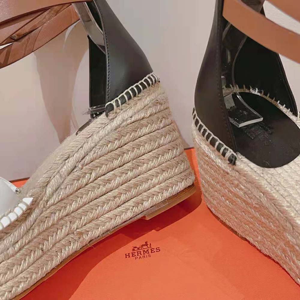 Hermes Women Tipoli Espadrille in Calfskin with Wrap-Around Ankle Strap-Brown - image 8