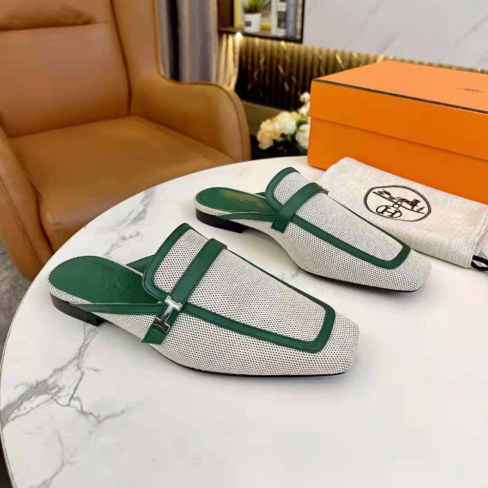 Top-down view showing open-toe design of Hermes Women in H sandal
